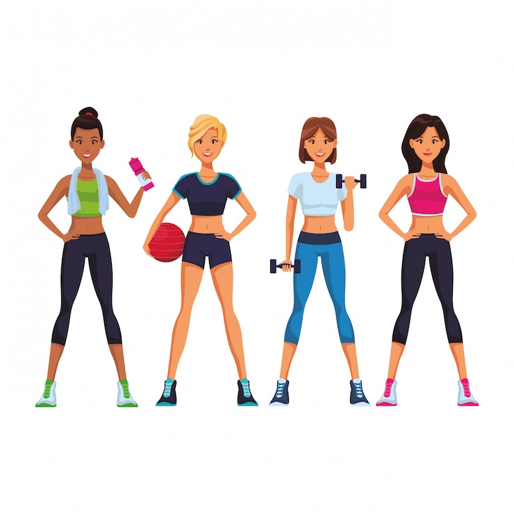 Vecteur bande dessinée fitness femme
