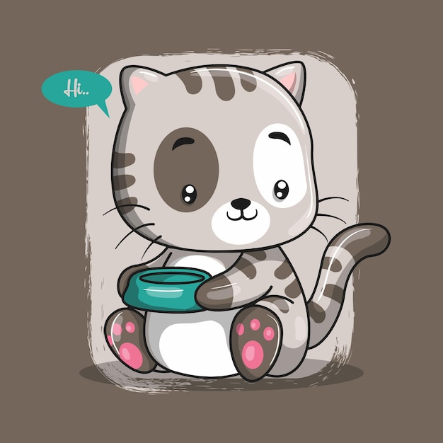 Vecteur bande dessinée mignonne de chat. imprimer pour t-shirt. illustration de dessin à la main