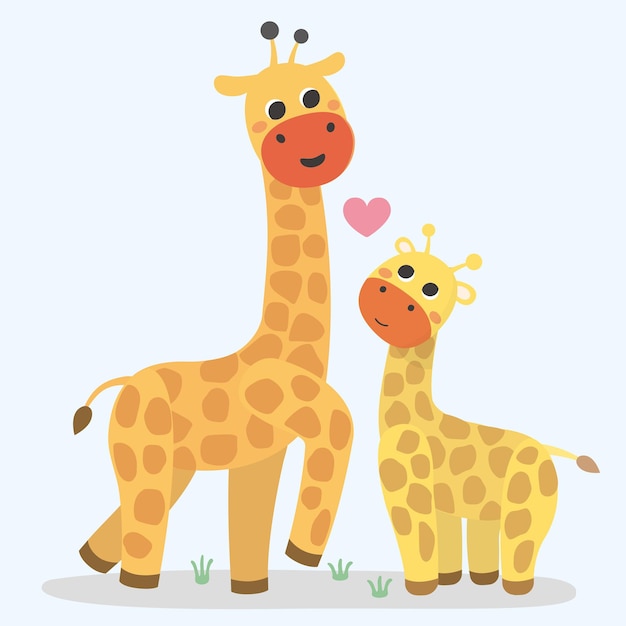 Vecteur bande dessinée mignonne de girafe vecteur premium