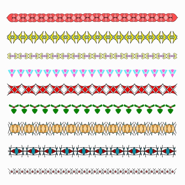 Vecteur bande à motifs de bordures colorées pour la conception