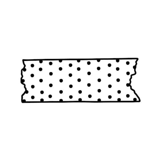 Bande de ruban Washi avec un design mignon isolé sur blanc Illustration dessinée à la main dans un style doodle
