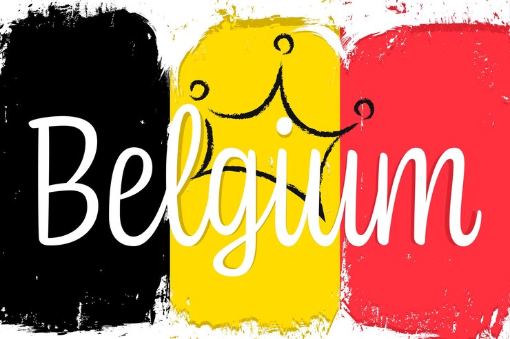 Vecteur bandeau du drapeau de la belgique avec pinceau grunge jour de l'indépendance