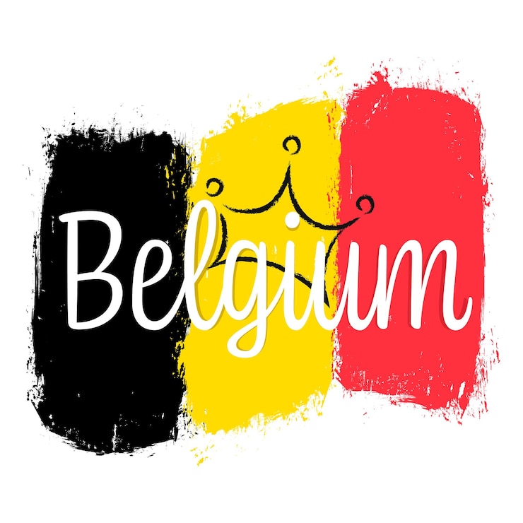 Vecteur bandeau du drapeau de la belgique avec pinceau grunge jour de l'indépendance