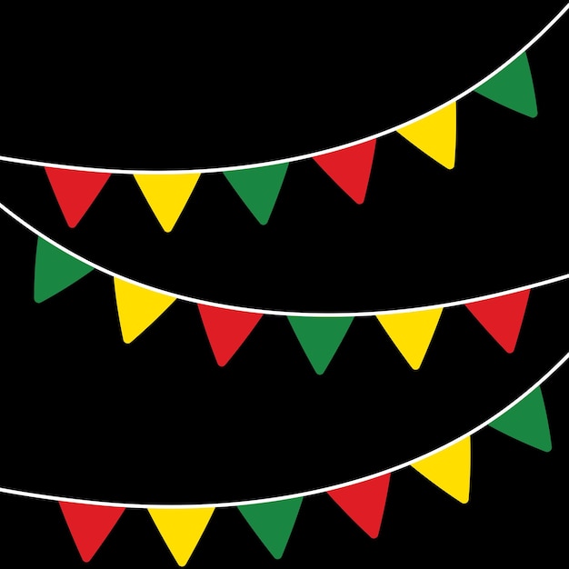 Banderoles de fête de couleur rouge, jaune et verte, couleurs du drapeau du Mois de l'histoire des Noirs