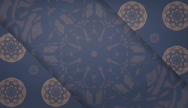 Vecteur baner en bleu avec motif marron indien pour un design sous votre logo