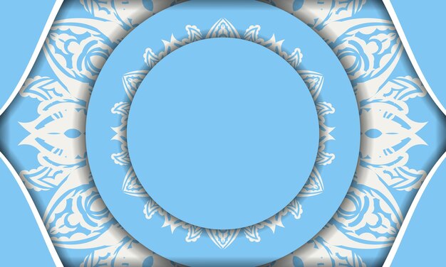 Baner De Couleur Bleue Avec Motif Mandala Blanc Pour La Conception Sous Le Texte