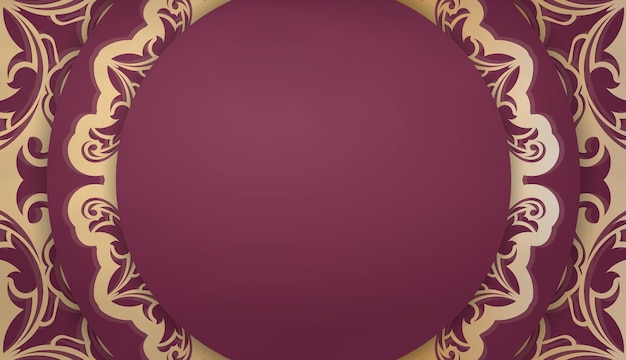 Baner De Couleur Bordeaux Avec Ornement Abstrait En Or Pour La Conception Sous Logo Ou Texte