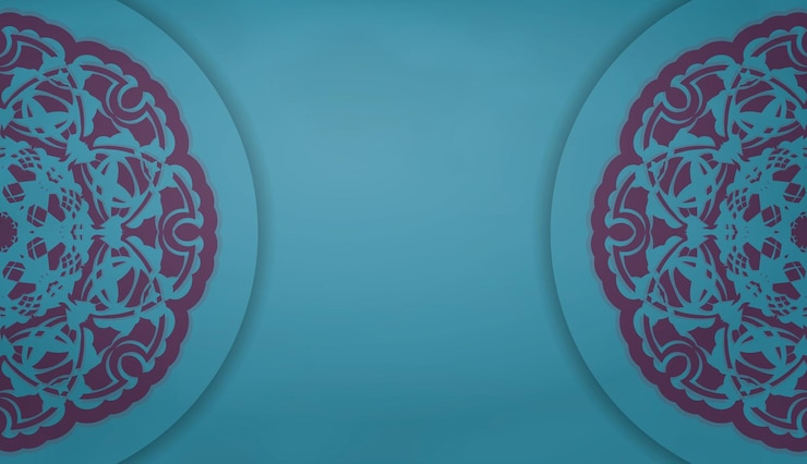 Vecteur baner de couleur turquoise avec motif violet indien pour la conception sous votre texte