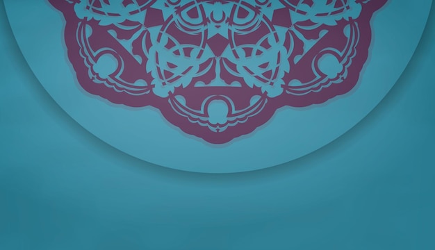 Baner De Couleur Turquoise Avec Ornement Violet Indien Pour La Conception Sous Logo Ou Texte