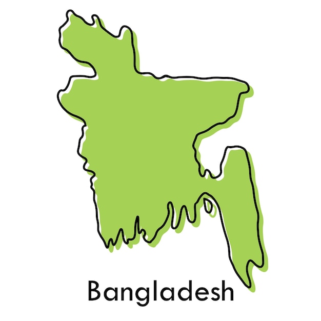 Bangladesh Carte Simple Concept Stylisé Dessiné à La Main Avec Croquis Ligne Noire Contour Contour Pays
