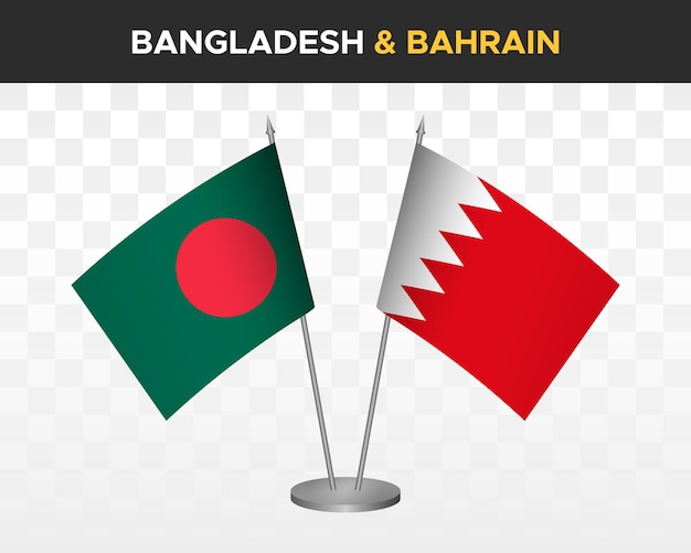 Bangladesh Vs Bahreïn Drapeaux De Bureau Maquette Isolé 3d Drapeaux De Table D'illustration Vectorielle