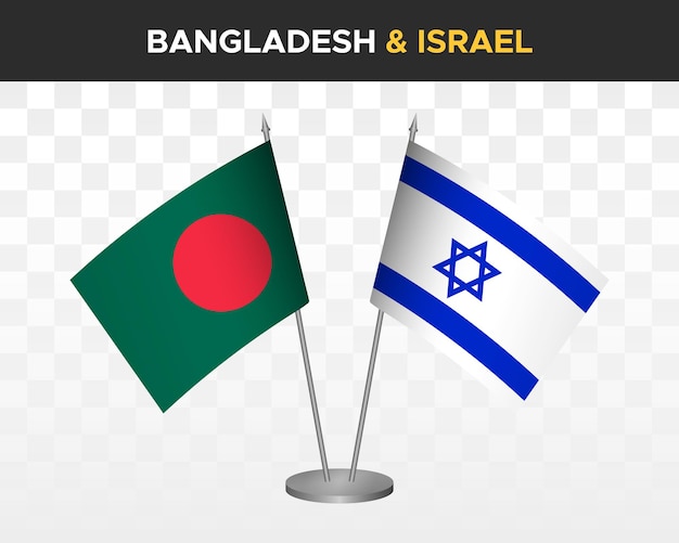 Bangladesh Vs Israël Maquette De Drapeaux De Bureau Isolé 3d Drapeaux De Table D'illustration Vectorielle