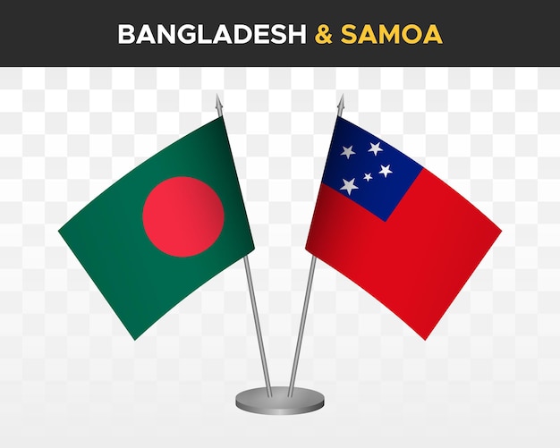 Bangladesh vs samoa drapeaux de bureau mockup isolé 3d vector illustration drapeaux de table
