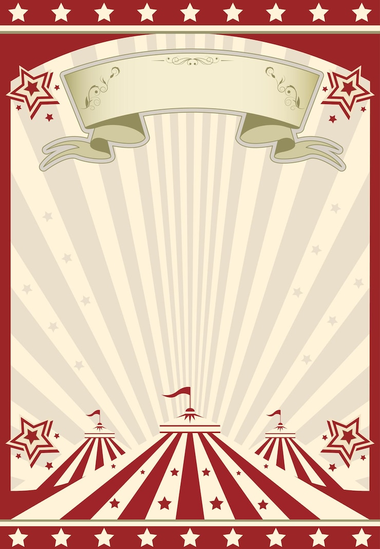 Vecteur banner de cirque rétro illustration vectorielle cadre et lignes de couleurs trois tentes de drapeau de cirque