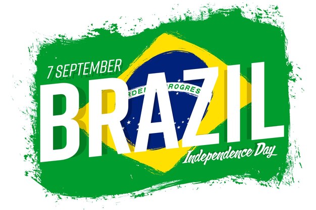 Vecteur banner de la fête de l'indépendance du brésil le 7 septembre avec un pinceau grunge