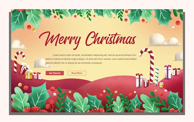 Vecteur banner de noël heureux et arrière-plan de la page d'atterrissage illustration vectorielle