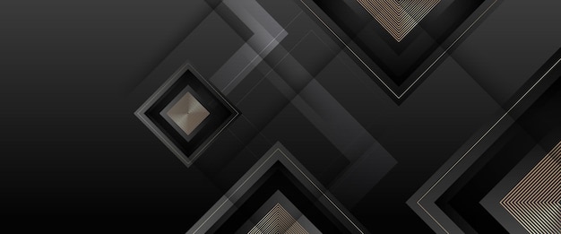 Banner vectoriel abstrait de forme géométrique noir et or moderne Pour les bannières de sites Web, les affiches, les brochures, les flyers, les cartes et les couvertures