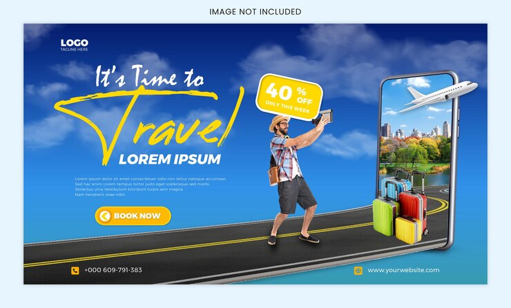 Vecteur banner de voyage pour la promotion sur le web et le marketing