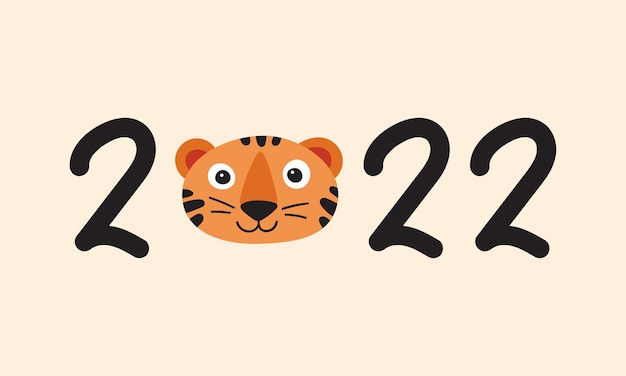 Vecteur bannière 2022 avec tête de tigre symbole chinois du nouvel an