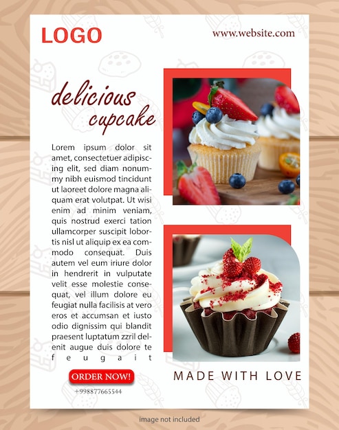 Vecteur bannière d'affiche de magasin de cupcake conception simple pour le marketing numérique