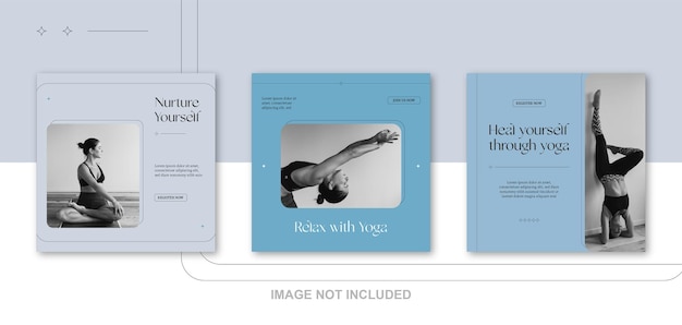 Bannière d'affiche de médias sociaux de yoga pour modèle de marketing minimaliste