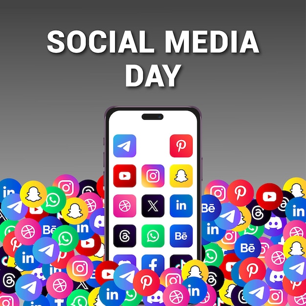 Bannière et affiche de modèle pour la journée des réseaux sociaux