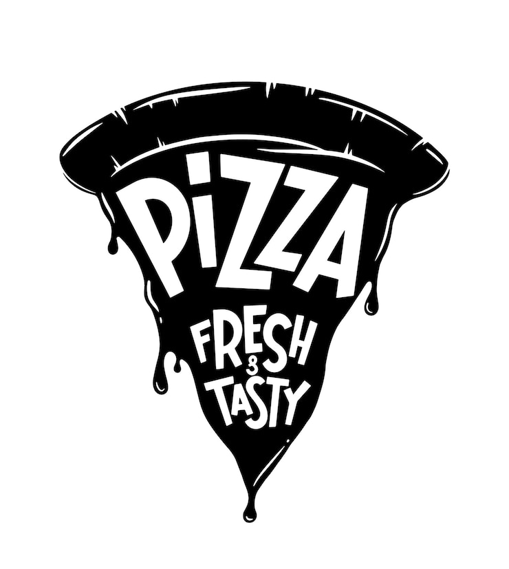 Vecteur bannière d'affiche de typographie de pizza illustration de lettrage impression de t-shirt vintage