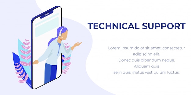 Bannière D'assistance Technique Mobile Avec Texte