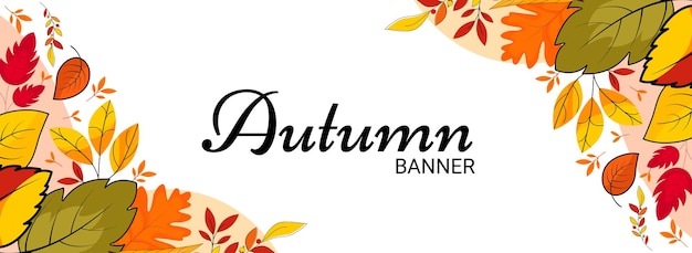 Vecteur bannière d'automne avec fond de feuilles d'automne saisonnières