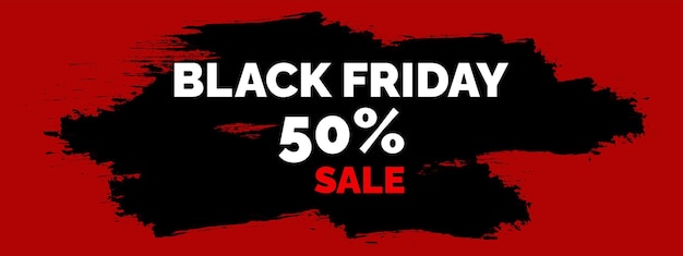 Bannière Black Friday 50 Vente Sur Splash Noir Et Fond Rouge Vecteur Premium