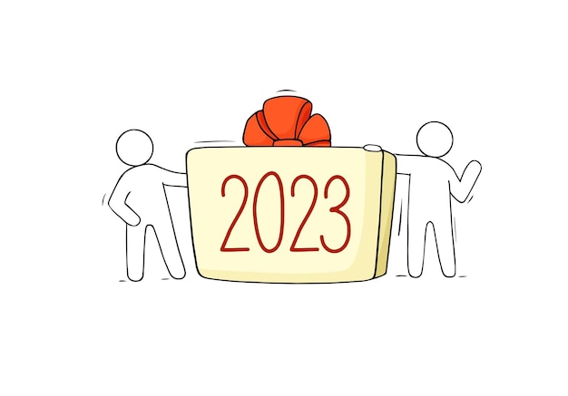 Bannière De Bonne Année 2023 Avec Des Gens De Doodle