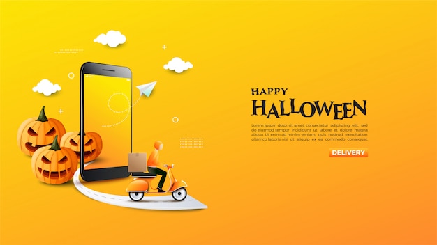 bannière de boutique en ligne avec illustration de halloween