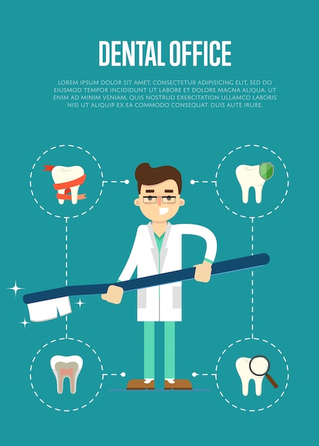 Vecteur bannière de cabinet dentaire avec un dentiste