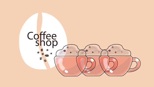 Bannière de café style Doodle Illustration vectorielle