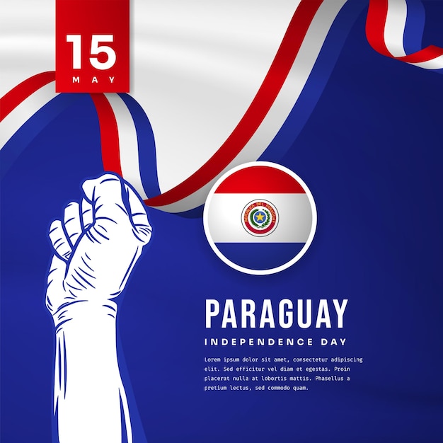 Bannière carrée illustration de la célébration de la fête de l'indépendance du Paraguay avec espace de texte Illustration vectorielle