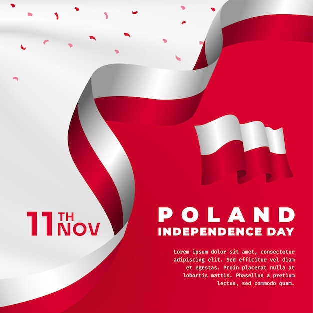 Bannière Carrée Illustration De La Fête De L'indépendance De La Pologne Agitant Le Drapeau Et Les Mains Serrées Illustration Vectorielle