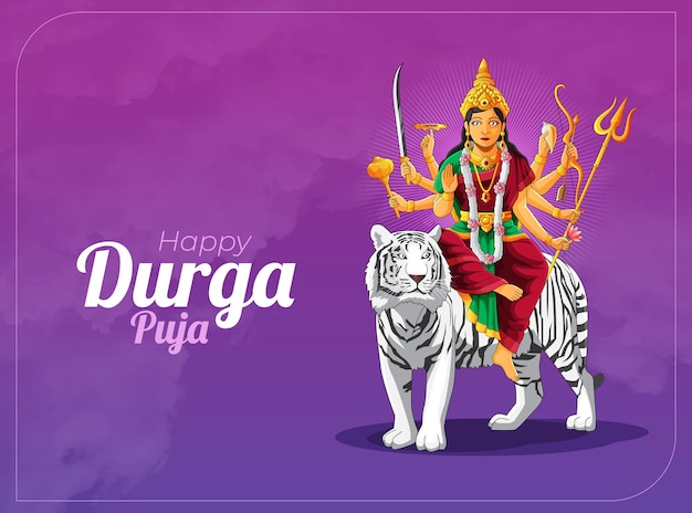 Bannière Et Carte De Voeux De Célébration De Durga Puja