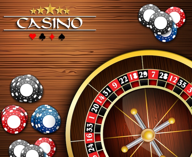 Bannière Casino Avec Jetons De Poker Et Roulette