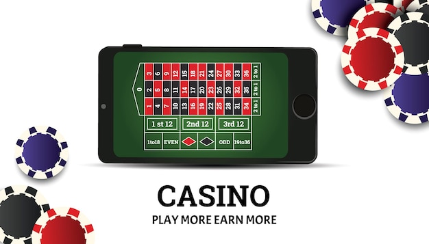 Bannière de casino en ligne avec roulette mobile