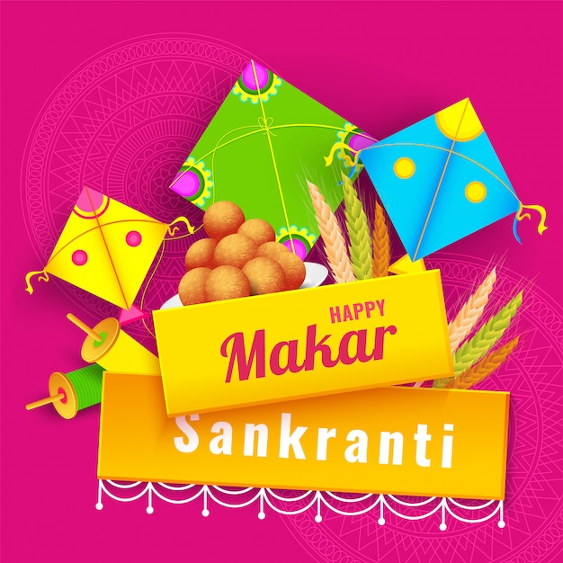 Bannière de célébration du festival indien makar sankranti
