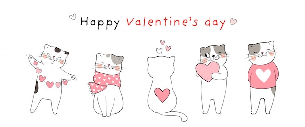 Bannière Avec Des Chats Pour La Saint Valentin