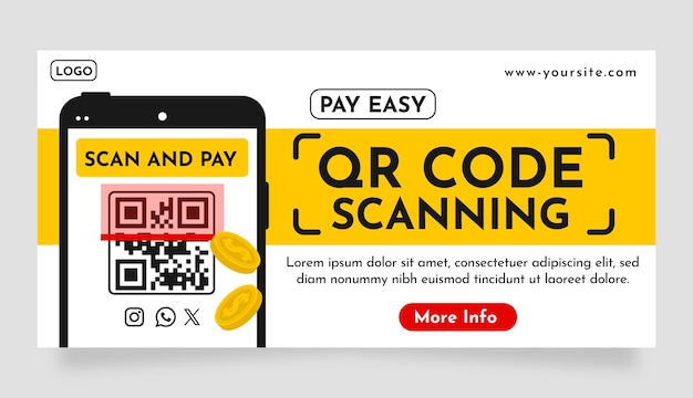 Bannière de code QR à balayage plat