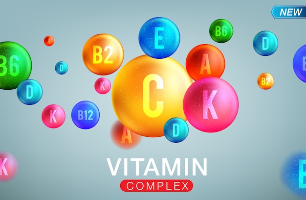 Bannière complexe de vitamines et de minéraux