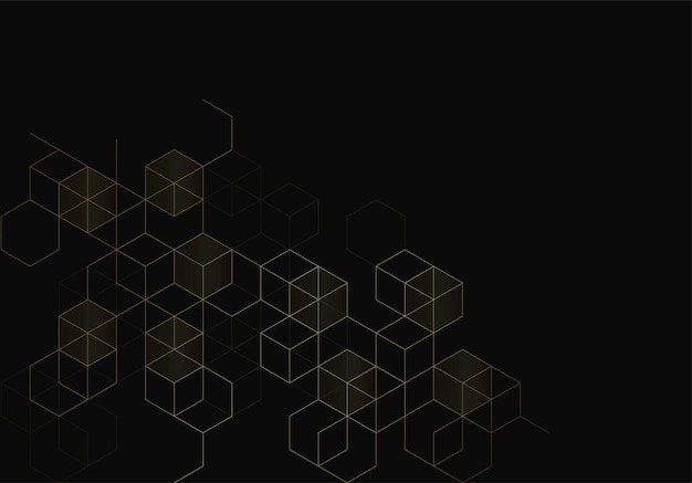 Bannière De Concept De Blockchain Avec Polygonale Géométrique Abstraite Avec Lignes Dorées Contexte Scientifique Et Technologique Illustration Vectorielle