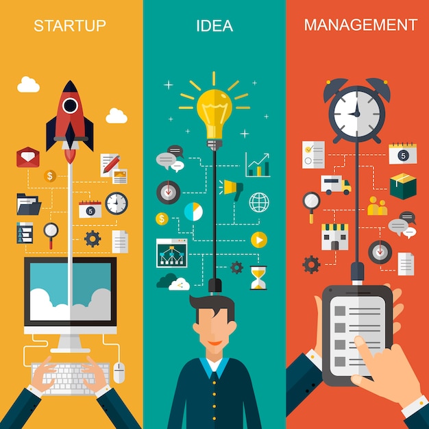 Bannière de concept d'entreprise au design plat