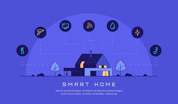 Vecteur bannière de concept de maison intelligente