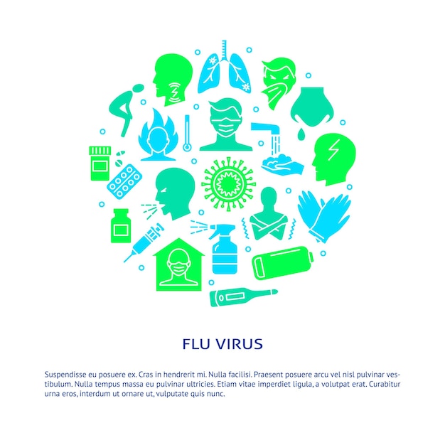 Bannière De Concept Rond Grippe Et Grippe
