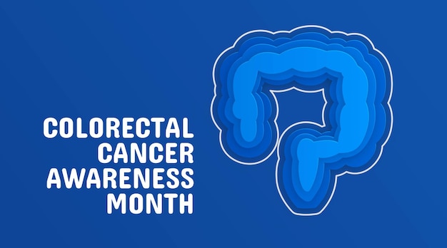 Vecteur bannière de conception de la maladie du côlon du mois de la sensibilisation au cancer cholorectal