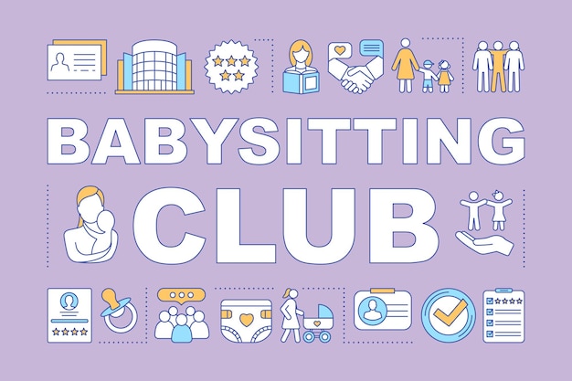 Bannière De Concepts De Mot De Club De Baby-sitting