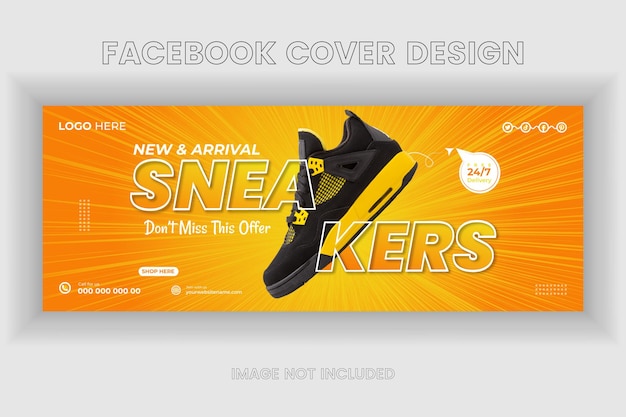 Vecteur bannière de couverture facebook de nouvelles collections de chaussures de vecteur pour la promotion des entreprises